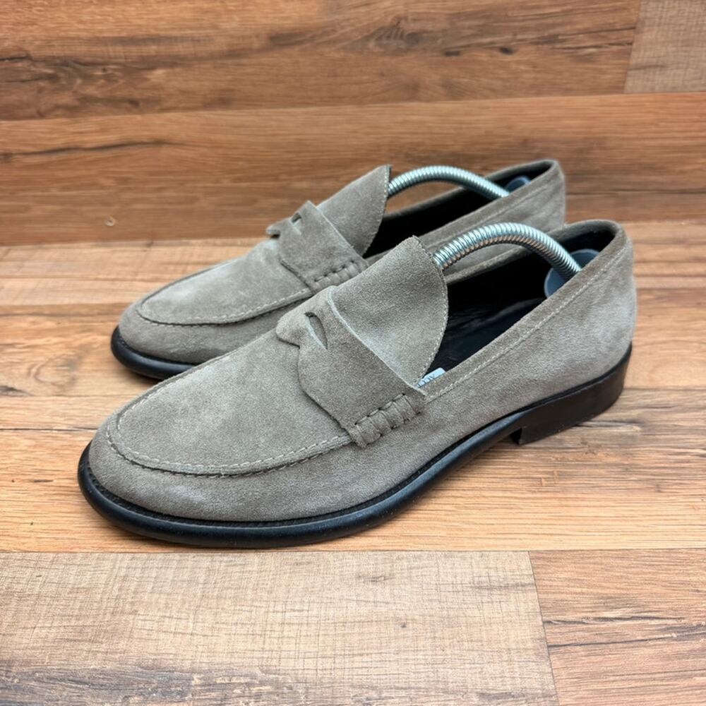 Alumnae Women's 7.5 Eu37.5 Loafers Shoes Suede Olive Green Made In Italy